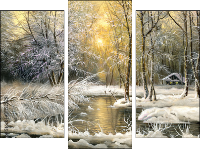 Wood lake - Three-piece canvas, Triptych