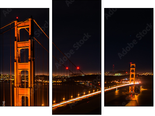 golden gate bridge at night - Three-piece canvas, Triptych