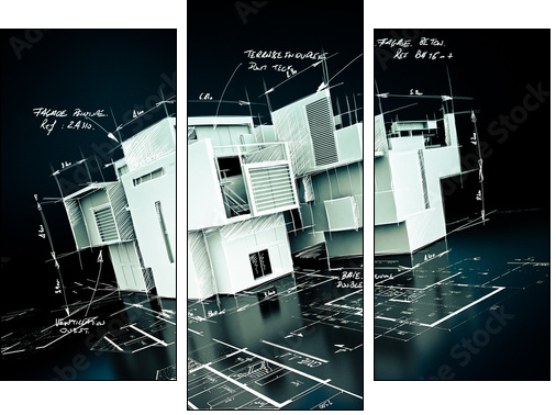 Luxurious architecture project - Three-piece canvas, Triptych