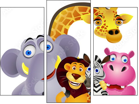 Animal cartoon - Three-piece canvas, Triptych