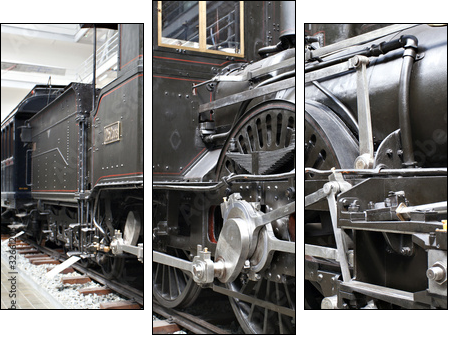 Detail of old steam locomotive - Three-piece canvas, Triptych