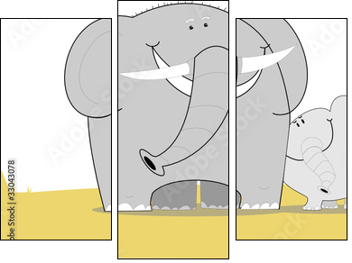 slonie - Three-piece canvas, Triptych