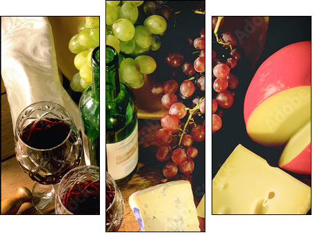 wine and cheese - Three-piece canvas, Triptych