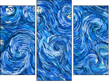 Abstract texture background. Digital painting in Vincent Van Gogh style artwork. Hand drawn artistic pattern. Modern art. Good for printed pictures, postcards, posters or wallpapers and textile print. - Three-piece canvas, Triptych