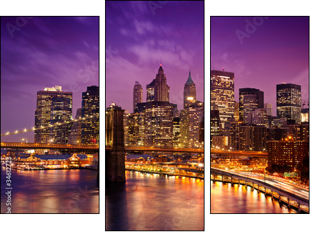 New York Manhattan Pont de Brooklyn - Three-piece canvas, Triptych