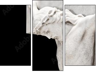 The crucifixion of Jesus on a black background - Three-piece canvas, Triptych