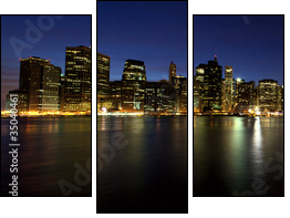 Lower Manhattan panorama at dusk, New York - Three-piece canvas, Triptych