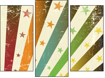 retro multicolor grunge flag - Three-piece canvas, Triptych
