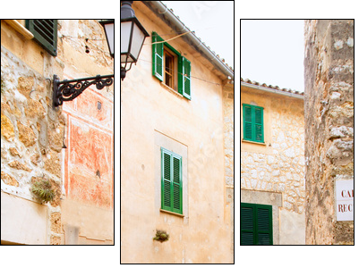 Medieval Valldemosa traditional Majorca village - Three-piece canvas, Triptych