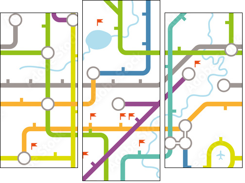 Subway map texture - Three-piece canvas, Triptych