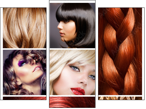Hair Collage. Hairstyles - Three-piece canvas, Triptych