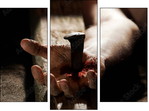 Nailed to the cross - Three-piece canvas, Triptych