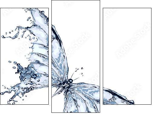 Water splash butterfly 2 - Three-piece canvas, Triptych