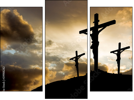 three crosses at sunset - Three-piece canvas, Triptych