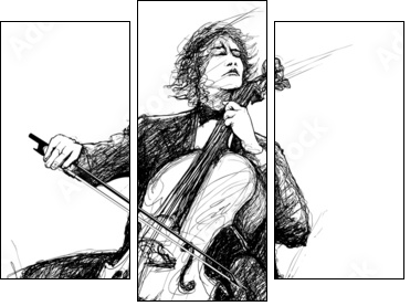 violoncellist - Three-piece canvas, Triptych