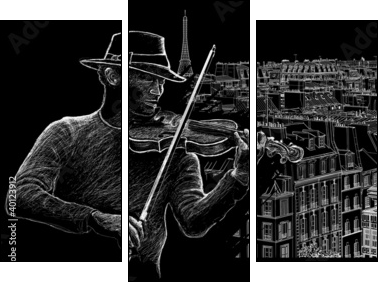 roofs in Paris - Three-piece canvas, Triptych