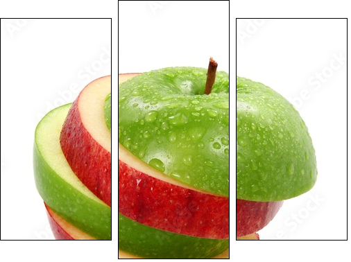 Apfelscheiben grÃ¼n rot - Three-piece canvas, Triptych