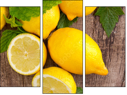 Fresh lemons, upper view - Three-piece canvas, Triptych