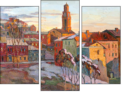 the city landscape of Vitebsk drawn with oil on a canvas - Three-piece canvas, Triptych