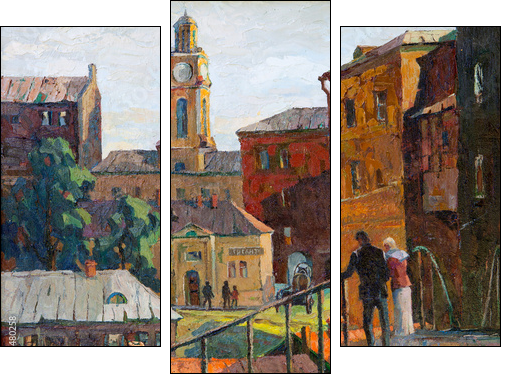 the city landscape of Vitebsk drawn with oil on a canvas - Three-piece canvas, Triptych