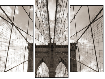 Brooklyn Bridge in New York City. Sepia tone. - Three-piece canvas, Triptych