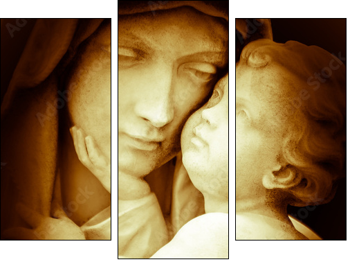 Vintage image of the virgin Mary carrying baby Jesus - Three-piece canvas, Triptych