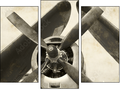 Wartime navy airplane with folded wings - Three-piece canvas, Triptych