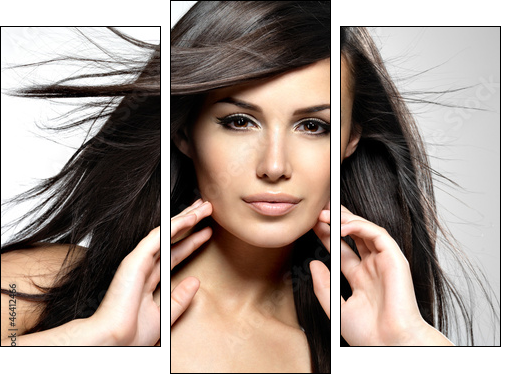 Fashion model  with beauty long straight hair. - Three-piece canvas, Triptych
