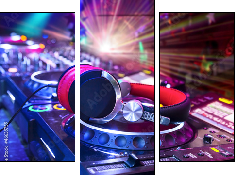Dj mixer with headphones - Three-piece canvas, Triptych
