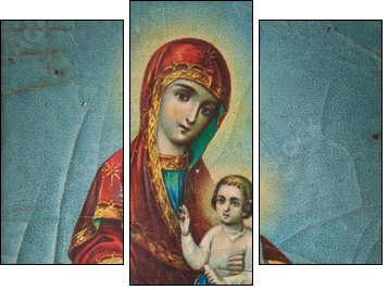 Orthodox Icon of the Mother of God - Three-piece canvas, Triptych