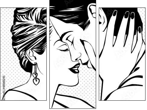 Vintage couple in love - Three-piece canvas, Triptych