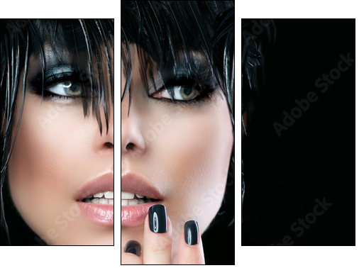 Fashion Art Portrait Of Beautiful Girl. Vogue Style Woman - Three-piece canvas, Triptych