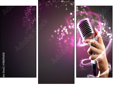 audio microphone retro style - Three-piece canvas, Triptych