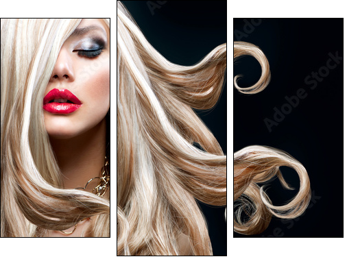Blond Hair. Beautiful Sexy Blonde Girl - Three-piece canvas, Triptych