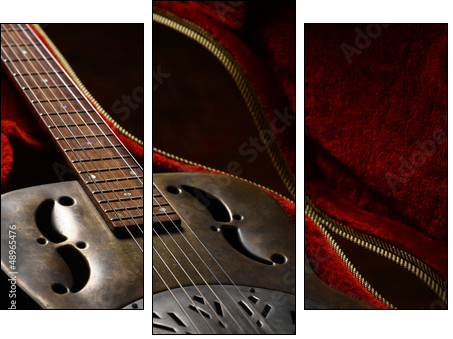 Vintage guitar in case - Three-piece canvas, Triptych