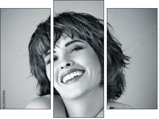 Photo of beautiful laughing woman - Three-piece canvas, Triptych