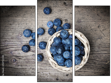 fresh blueberries on an old table - still life - Three-piece canvas, Triptych