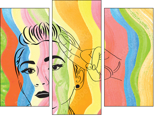 vintage pop art girl - Three-piece canvas, Triptych