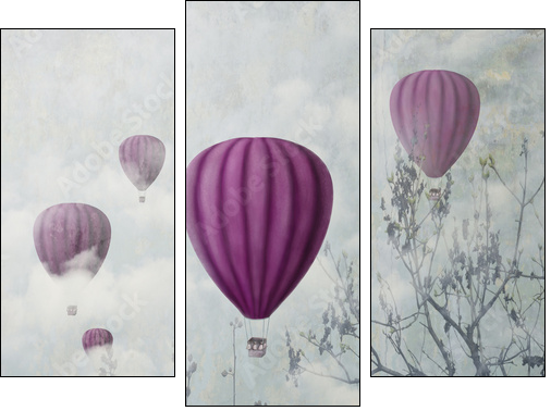 Pink Balloons - Three-piece canvas, Triptych