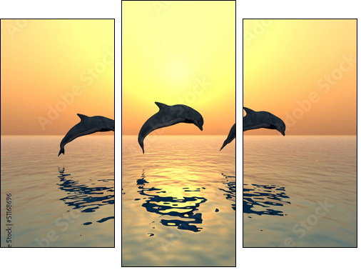 Jumping Dolphins - Three-piece canvas, Triptych