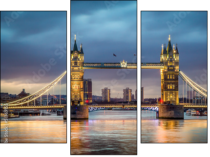 Tower bridge sunset - Three-piece canvas, Triptych