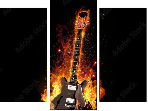 E Gitarre unter Feuer - Three-piece canvas, Triptych