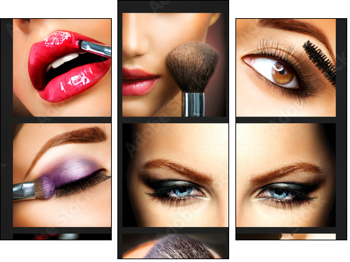 Makeup Collage. Professional Make-up Details. Makeover - Three-piece canvas, Triptych