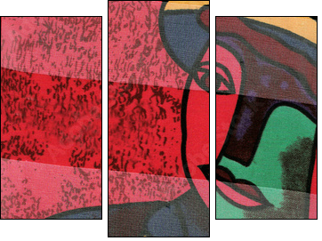 Visage à la Picasso. - Three-piece canvas, Triptych