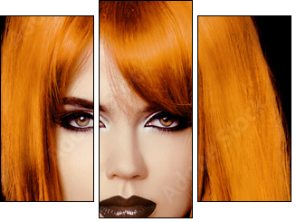 Fashion Portrait Of Beautiful Girl. Vogue Style Woman. Hairstyle - Three-piece canvas, Triptych