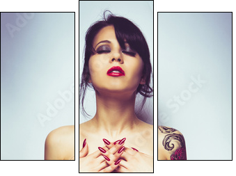 attractive brunette in white panties - Three-piece canvas, Triptych