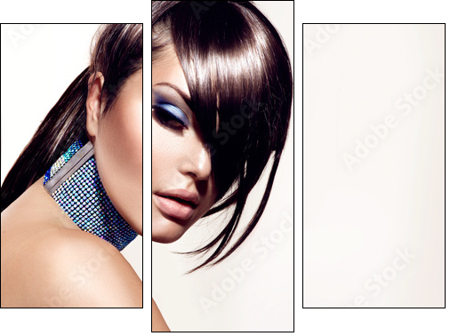 Fashion Beauty Girl. Stylish Haircut and Makeup - Three-piece canvas, Triptych