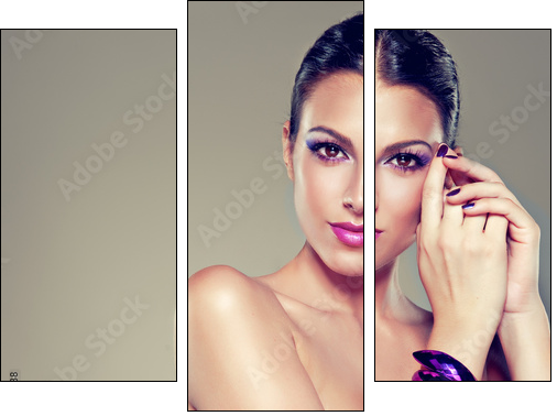 Portrait of a stylish girl - Three-piece canvas, Triptych