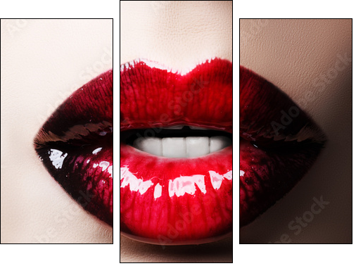 Passionate red lips - Three-piece canvas, Triptych