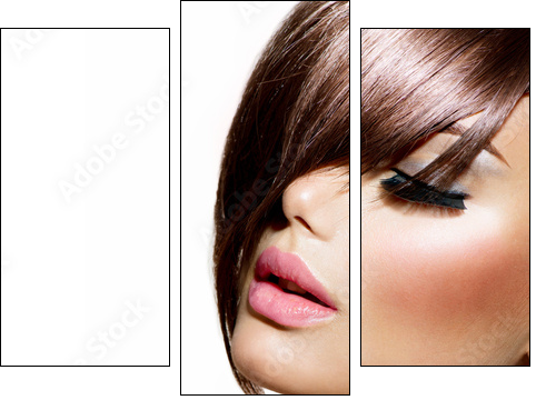 Hairstyle. Beauty Model Girl Portrait with Perfect Makeup - Three-piece canvas, Triptych